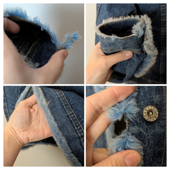 Vintage Jean Crisan Denim Jacket w Blue Dyed Beaver Fur Trim, Size M (Flaws) - Picture 16 of 16